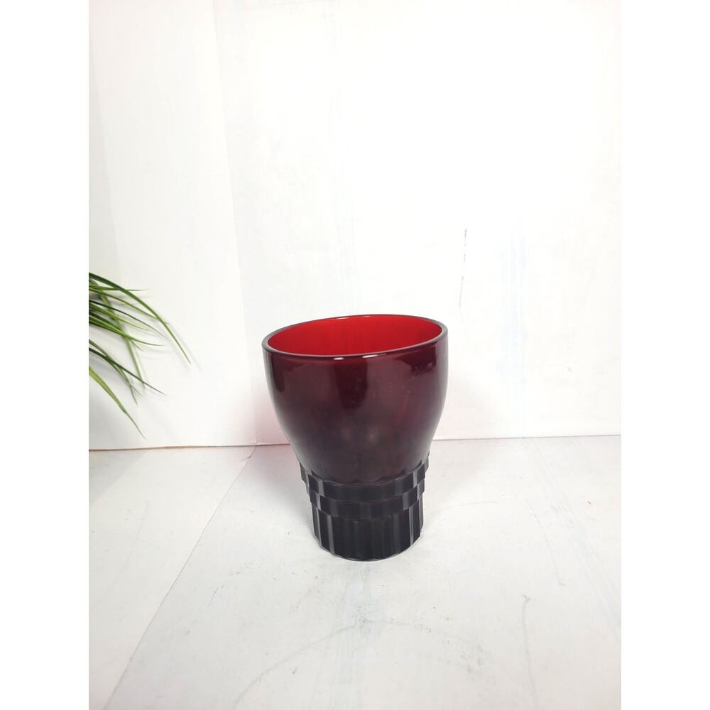 Vintage Anchor Hocking Royal Ruby Red Windsor Glass Tumbler Cubist Base